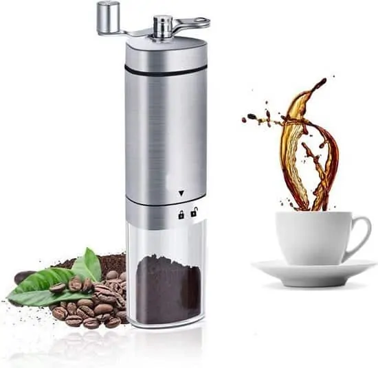 Handmatige keramische koffiemolen bonenmaler met verstelbare standen - Handkoffiemolen van sterk RVS - Koffiemaler met schijven - VDN